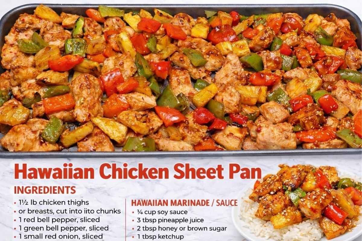 hawaiian chicken sheet pan