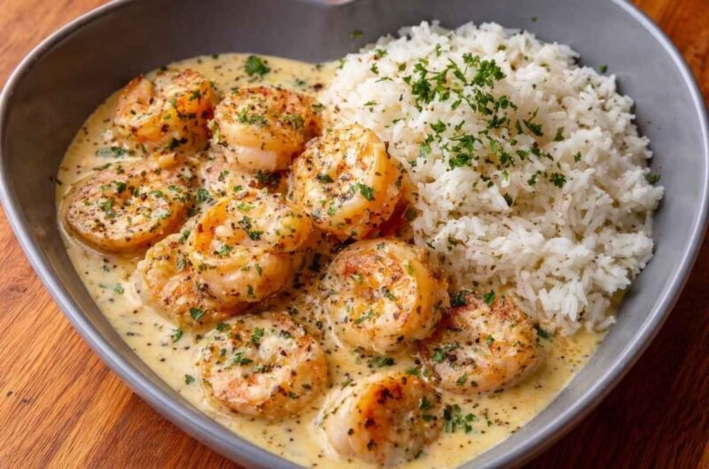 Creamy Garlic Shrimp with Rice