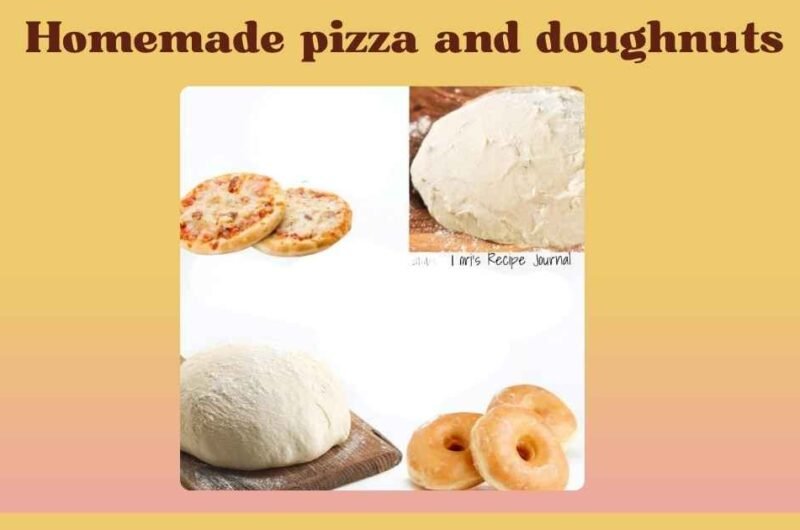 Homemade pizza and doughnuts