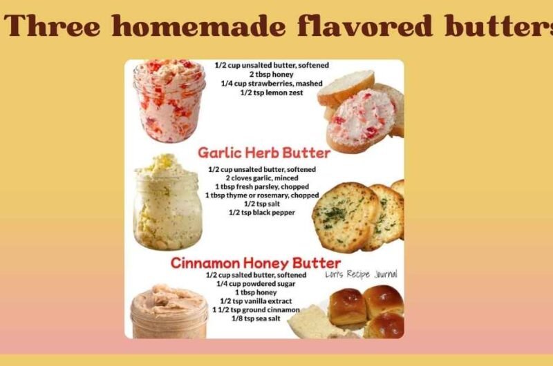 Three homemade flavored butters
